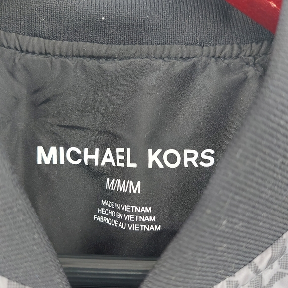 MICHAEL KORS MENS Logo Tape Baseball Jacket size medium Black and Gray - Picture 4 of 7